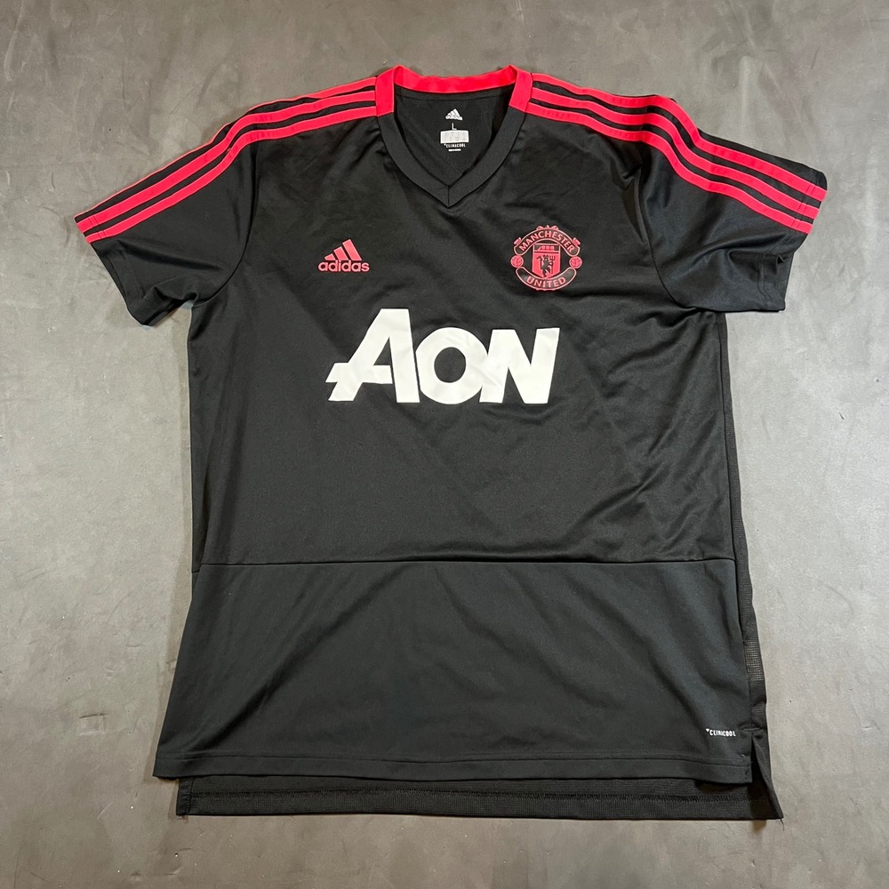 Adidas Manchester United Training Football Jersey Mens L Black 2018/19 Soccer